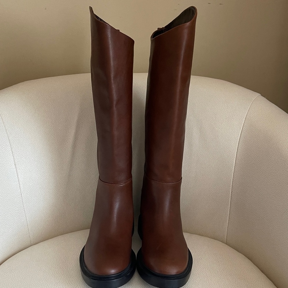 NEW Steve Madden Women's Gaige Knee High Boot, Brown Leather - Picture 3 of 11